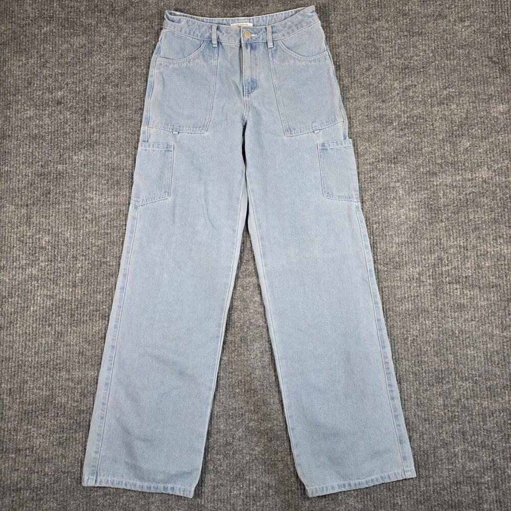 PepperMayo Wide Leg Cargo Jeans Women’s US 4 Light Wash Carpenter Pants Trendy